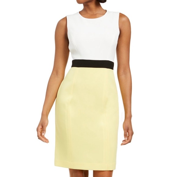 Kasper Crepe Sheath Colorblock Sleeveless Dress - Picture 1 of 7